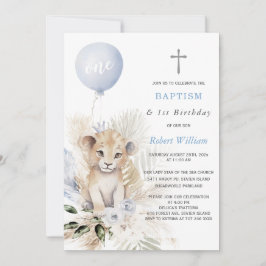 Convites Leão Príncipe Primeiro Aniversário e Batismo