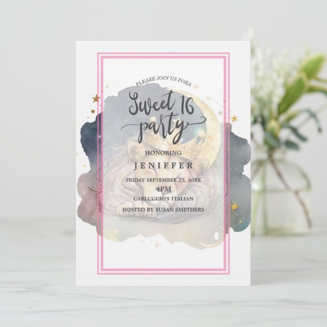 Convites Leão-Rei-Cute Dormindo Na Lua (Em pé/Frente)