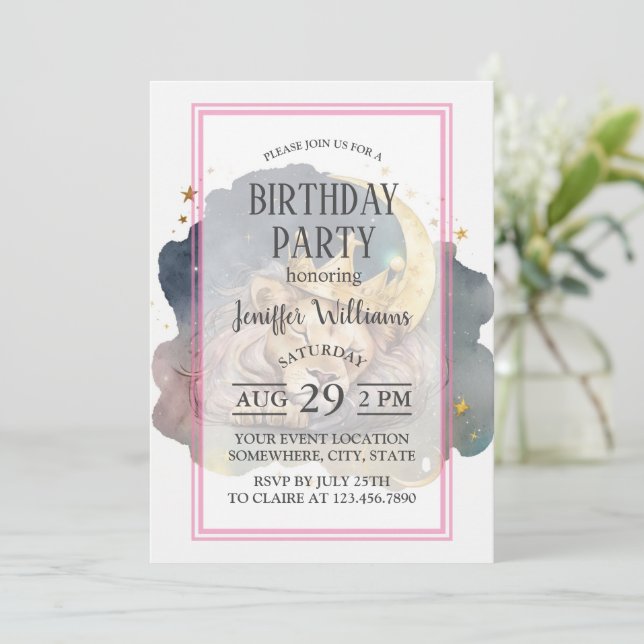 Convites Leão-Rei-Cute Dormindo Na Lua (Em pé/Frente)