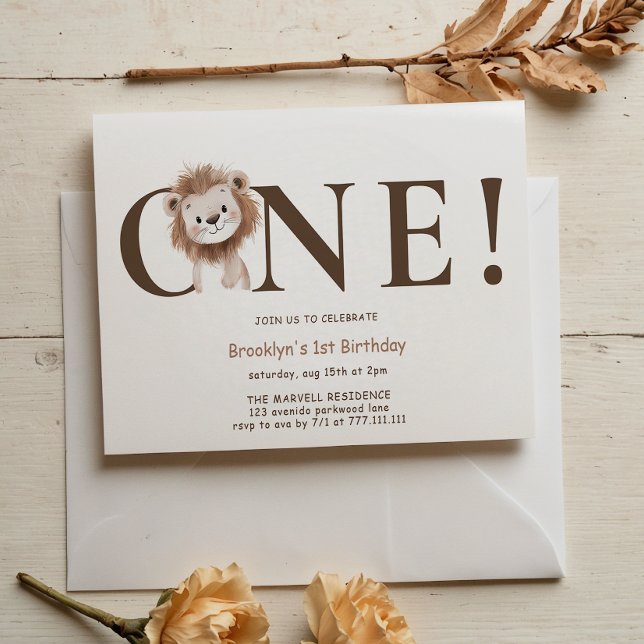 Convites Leão Safari Pensado com primeiro aniversario Fotog (Criador carregado)
