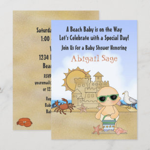 Convites Legal Beach Baby e Sandcastle Chá de fraldas Neutr