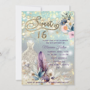 Convites Legal boho floral brilho