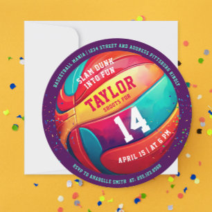 Convites Legal Colorida Esportes de Lam Dunk Roxo Basquete