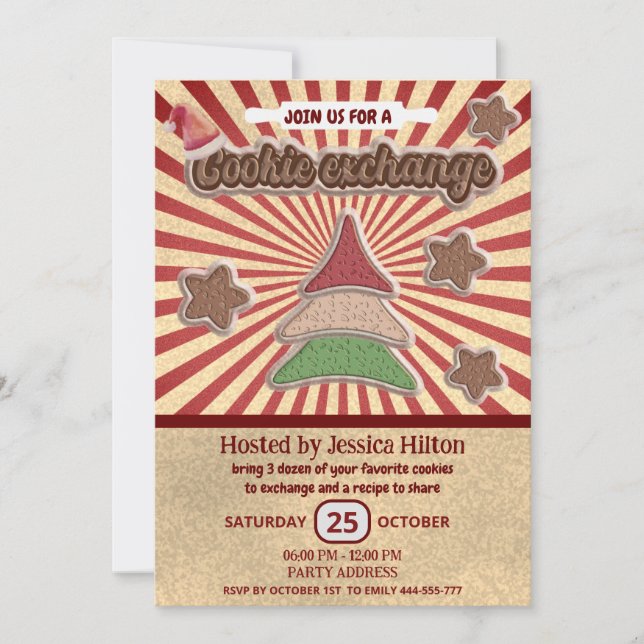 Convites Legal diversão retro tipografia cookie exchange pa (Frente)