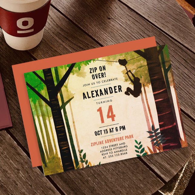 Convites Legal diversão Zipline Green Adventure Nature no e (Criador carregado)