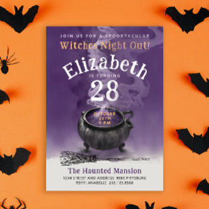 Convites Legal Festa de aniversário de bruxas mágicas roxas