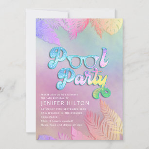 Convites Legal festa de piscina das folhas tropicais guiada
