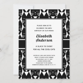 Convites Legal Gatos, Festa de aniversário Preta, Engraçado