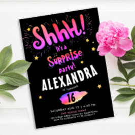 Convites Legal Girly Surprise Party Sweet 16th Neon Glow