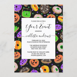 Convites Legal Glitter Confetti Rosquinha Halloween