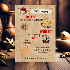 Convites legal navio de piscina bonitinho Pirata Aniversári