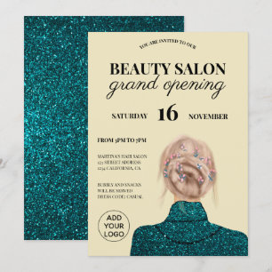 Convites Legal salão de beleza turquesa brilhante grande a