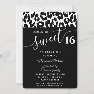Convites Legal Trendy Black White Leopardo 16 Invitati