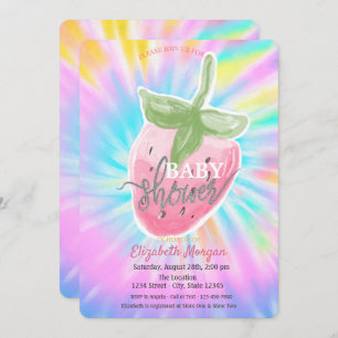 Convites Legal Watercolor Strawberry Tie Dye Chá de fraldas