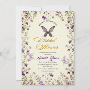 Convites Legância Bridal com flores silvestres de bege roxo
