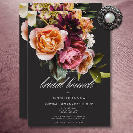 Convites Legant Moody Burgundy & Pink Floral Bridal Brunch