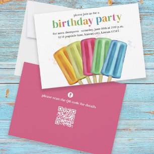 Convites Legítima Coloração Moderna de Aniversário Popsices