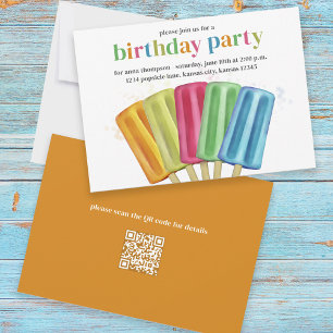 Convites Legítima Coloração Moderna de Aniversário Popsices