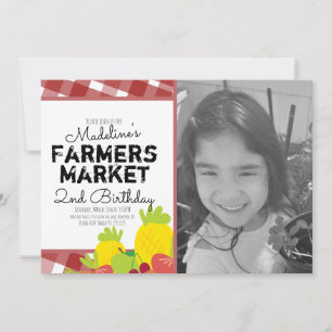 Convites Legumes do Mercado de Verão de Aniversário Foto