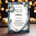 Convites Leia: Elegante Gem Bling Denim E Diamantes Sweet 1<br><div class="desc">Leia o fascínio da sofisticação com nosso "Leitura Elegante Gem Bling Denim and Diamouros" Sweet 16 Invitation! Essa design exclusiva combina, com mestria, o relaxado charme de denim com o brilho deslumbrante dos diamantes, prometendo uma celebração de estilo e refinamento. O convite convida-vos a ler na elegância, adornada com sotaques...</div>