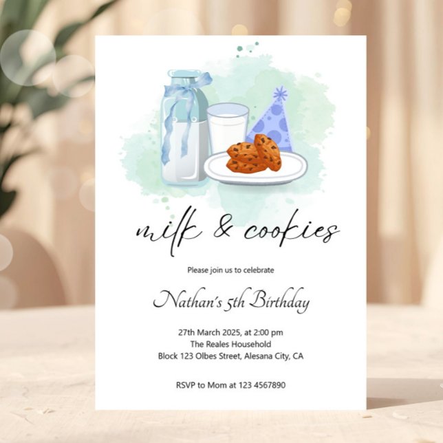 Convites Leite & Biscoitos Aniversário Doce (milk and cookies invite, cookie birthday party, birthday invitation, editable invitation, printable )