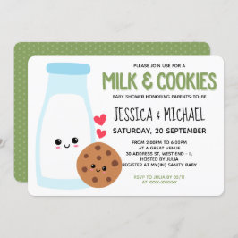 Convites Leite De Kawaii Cute Verde E Chá de fraldas De Coo