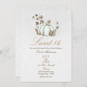 Convites Leite de Pumpkin Branca Dourado, conto de fadas Sw