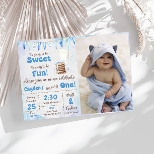 Convites Leite E Biscoito Foto De Primeira Festa de anivers