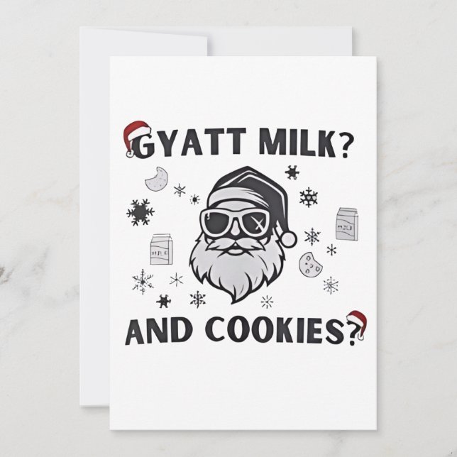 Convites Leite e Biscoitos Gyatt, Papai Noel Engraçado Gera (Frente)