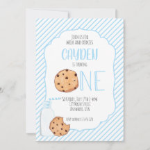 Leite e Biscoitos menino azul primeiro Aniversário