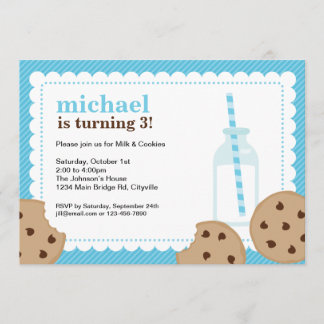 Convites Leite e Cookies Blue e Brown Convidam