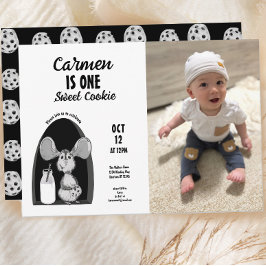 Convites Leite e Cookies Rato Doce Primeira Foto de Anivers