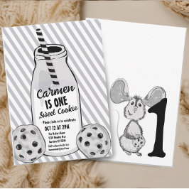 Convites Leite e Rato de Cookie Primeiro Aniversário