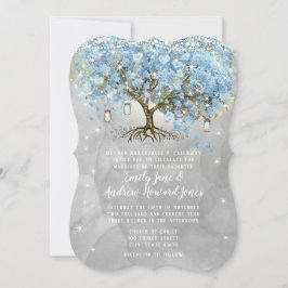 Convites Leite Leite Azul Coração Pêssego Árvore Aquarela