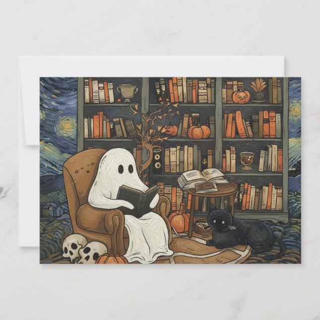 Convites Leitor de Livro Fantasma Leitor de Livros Amante d (Frente)