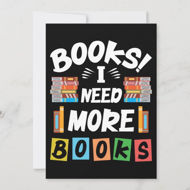 Convites Leitor de Livros de Presente Eu Preciso De Mais Li (Frente)