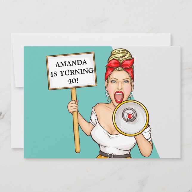 Convites Leitora Simples Lady aniversário de 40 anos (Frente)