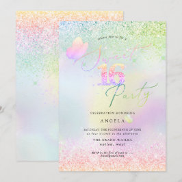 Convites Leitores Holográficos de Diamante Rosa 16 Suaves