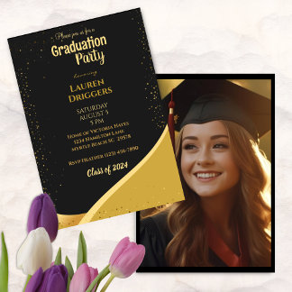 Convites Leitura de Foto do Ano de Graduação Escolar Elegan