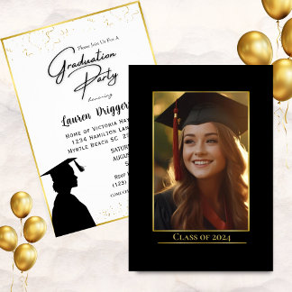 Convites Leitura de Foto do Ano de Graduação Escolar Elegan