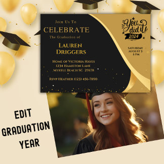 Convites Leitura de Foto do Ano de Graduação Escolar Elegan