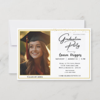 Convites Leitura de Foto do Ano de Graduação Escolar Elegan