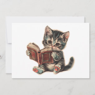Convites Leitura de um gato bonito retrava ilustração infan