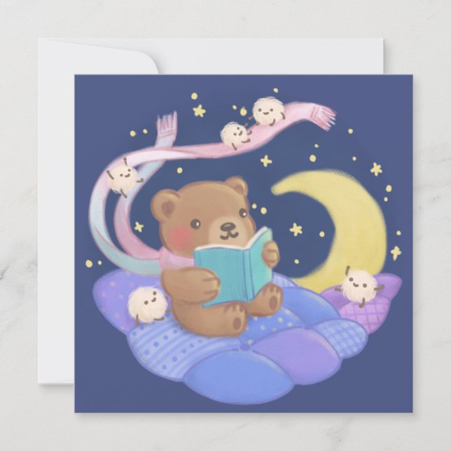 Convites Leitura de Urso de Teddy com Ilustração de Monstro (Frente)