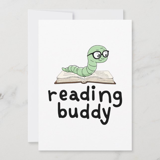 Convites Leitura do Bookworm Bonito Amigo com Livro (Frente)