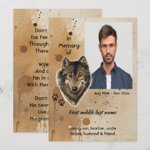 Convites Lembrança Memorial Cristã Lobo Lobos Animal