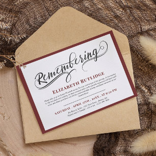 Convites Lembrando Suavemente Marsala Red Death Anniversári