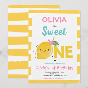 Convites Lemon Birthday Invitation Sweet One primeiro anive