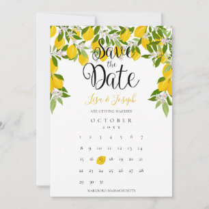 Convites Lemon Blossom Greenery Salvar Calendário de Data