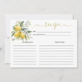 Convites Lemon Blossom Watercolor Recipe Card
